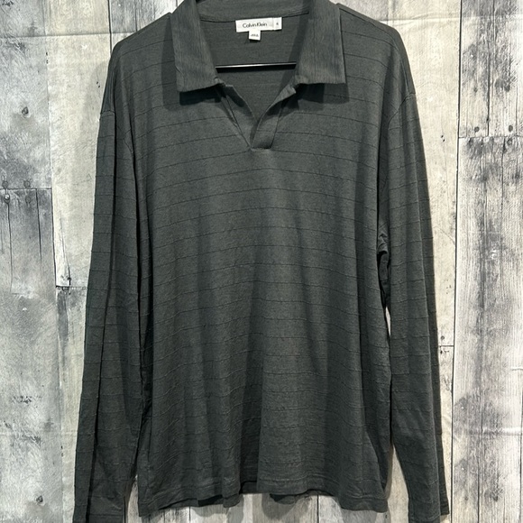 Men’s Calvin Klein Long Sleeve Collared Shirt Grey Size XL - Picture 1 of 4
